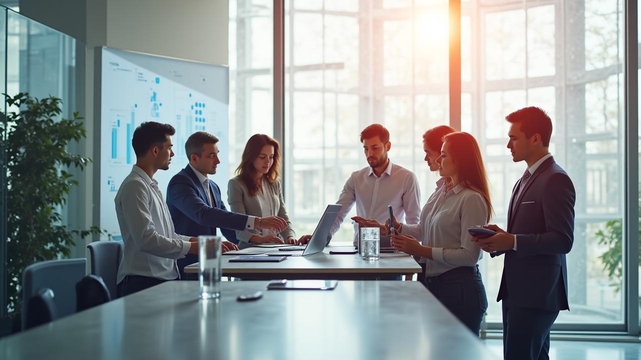 Il team di Primavera Analytics collabora in un moderno ufficio a Parma