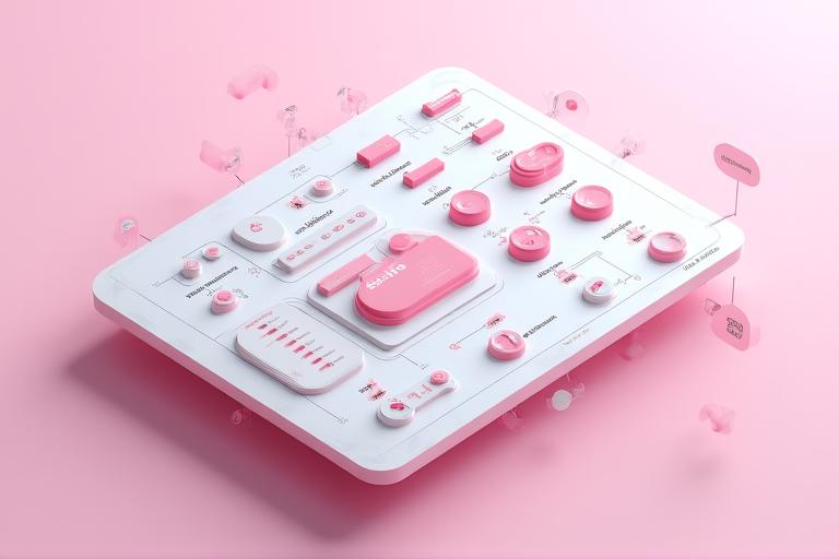 Composizione di un design system con palette, bottoni e griglie